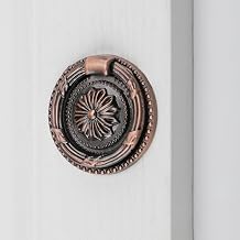 8 Pack Ring Drop Vintage Pulls for Cabinet Dresser Drawer Bookshelves Antique Copper 37mm Diameter, European Style