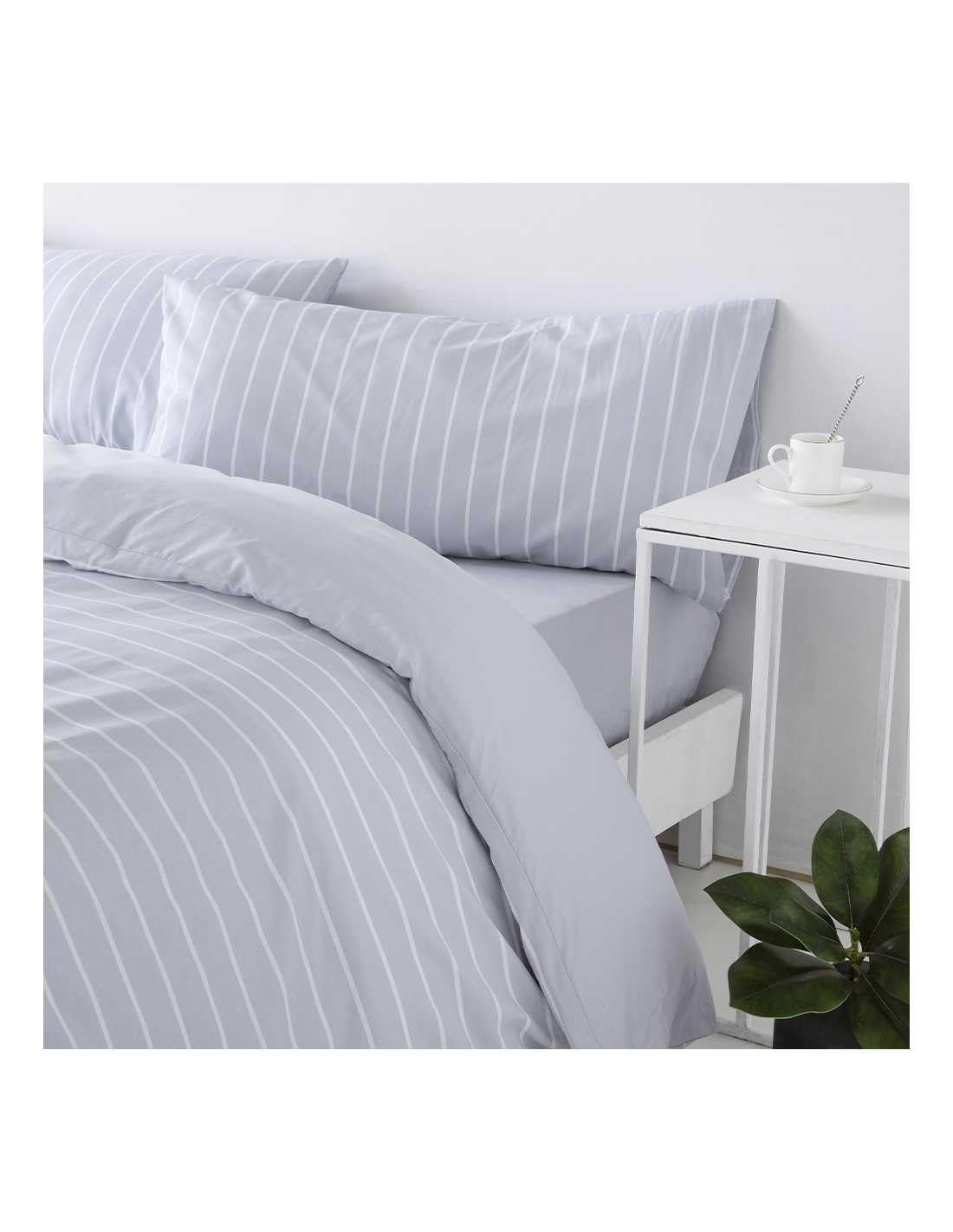 Funda Nórdica Bayas algodón 144 Hilos Funda de edredón para Cama de 90 (150x220 cm) + 1 Funda de Almohada (45 X 110 cm) Color Gris Azulado