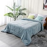 DOMDEC Luxurious Flannel Fleece Comforter with Plush Sherpa Back- Twin Size Bedding Coverlet-Texture