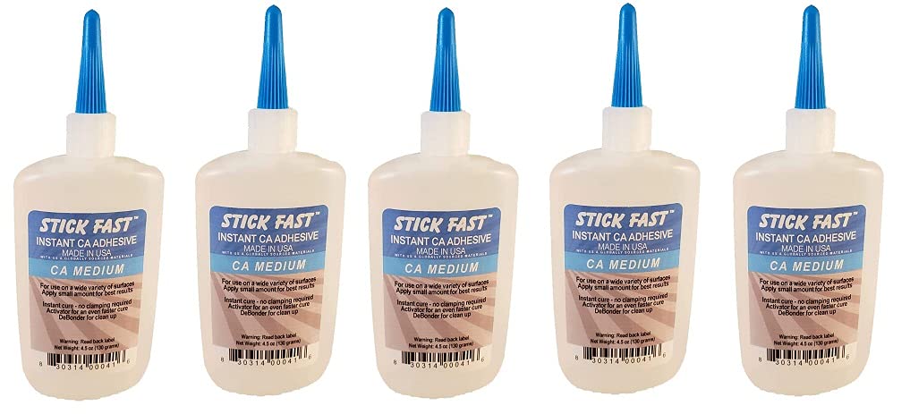 Stick Fast Cyanoacrylate Adhesives (CA) Glue Bottle, Multipurpose, Fast Bonding, Clear, Medium, 4.5 Ounces : Industrial & Scientific
