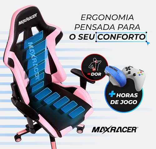 MAX RACER - Cadeira Gamer Skilled - Poltronas Gamer, Cadeira Ergonômica - Até 150kg, Giratória, Braç