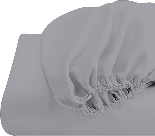 Miniatura 3 de Split Cal King  100% algodón con parte superior dividida California King (sábana bajera ajustable tamaño California King) 600 hilos, gris claro