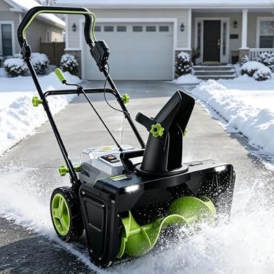 40V Cordless Electric Snow Blower — 3500W Brushless Motor, 20" Clearing Path, 25ft Throw Distance, Battery Powered Snow Shovel for Driveway Sidewalk Patio Garden 2Batteries