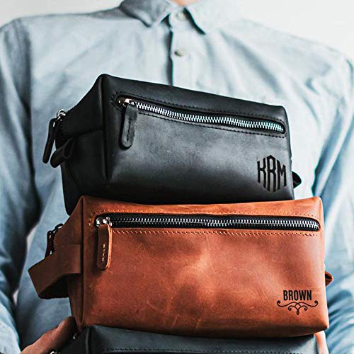 Leather Toiletry Bag For Men or Women Father's Day Gift Dopp Kit for Travel Leather Men Mens Leather Dopp Kit