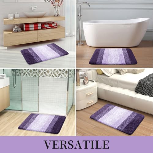 OLANLY Luxury Microfiber Plush Shaggy Bath Mat, 16x24, Violet by OLANLY - Used condition - Image 7