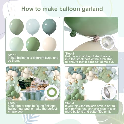Ilafm ILAFM-1 150Pcs Dusty Blue Green Balloon Garland Arch Kit thumb #2