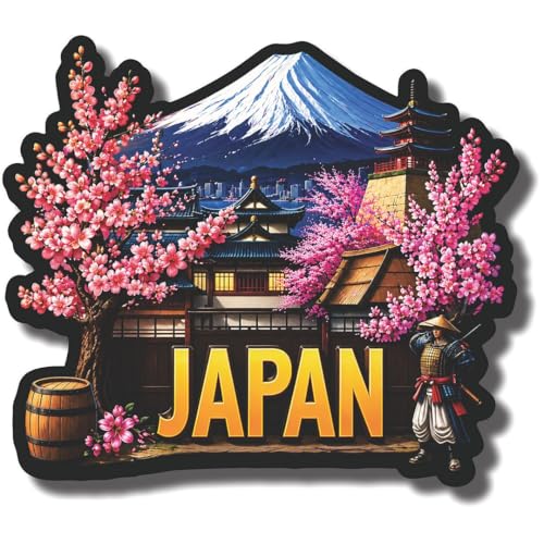 Image of CVANU Japan Country Landmark Theme 2pcs MDF Fridge Magnet - Wooden Travel Souvenir Refrigerator Decorative Collectible Magnet