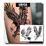 UBICA 2 Sheets Semi Permanent Tattoos, Temporary Tattoo for Men & Women, Lasts 7-15 Days Water-Resistant Fake Tattoo Stickers, Realistic Eagle Design for Party, Non-Reflective & Safe for Skin