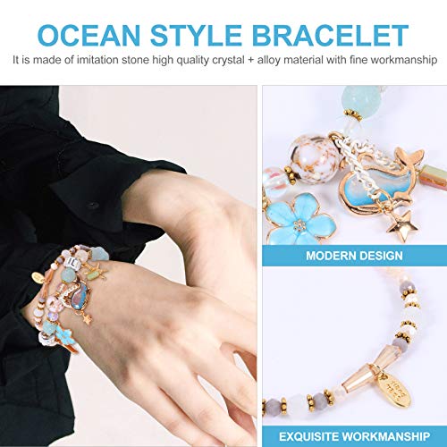 Amosfun Infantil Pulseira Sereia Pulseira Princesa Contas de Cristal Pulseira Kit de Joias Sob O Mar
