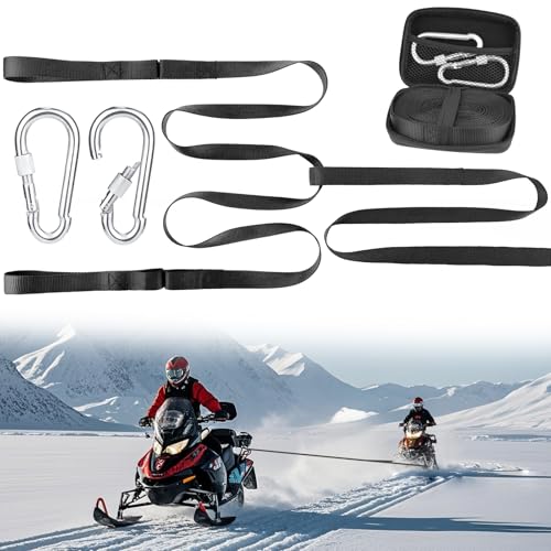 Heavy-Duty 19ft Tow Strap for Snowmobile, Tow Strap with Hook Quick Hook Up for Sled,...