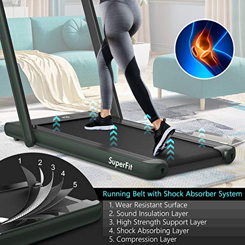 Image of Goplus 2 in 1 Folding Treadmill with Dual Display, 2.25HP Superfit Under Desk Electric Pad Treadmill, Installation-Free, Blue Tooth Speaker, APP Control, Remote Control, Walking Jogging for Home