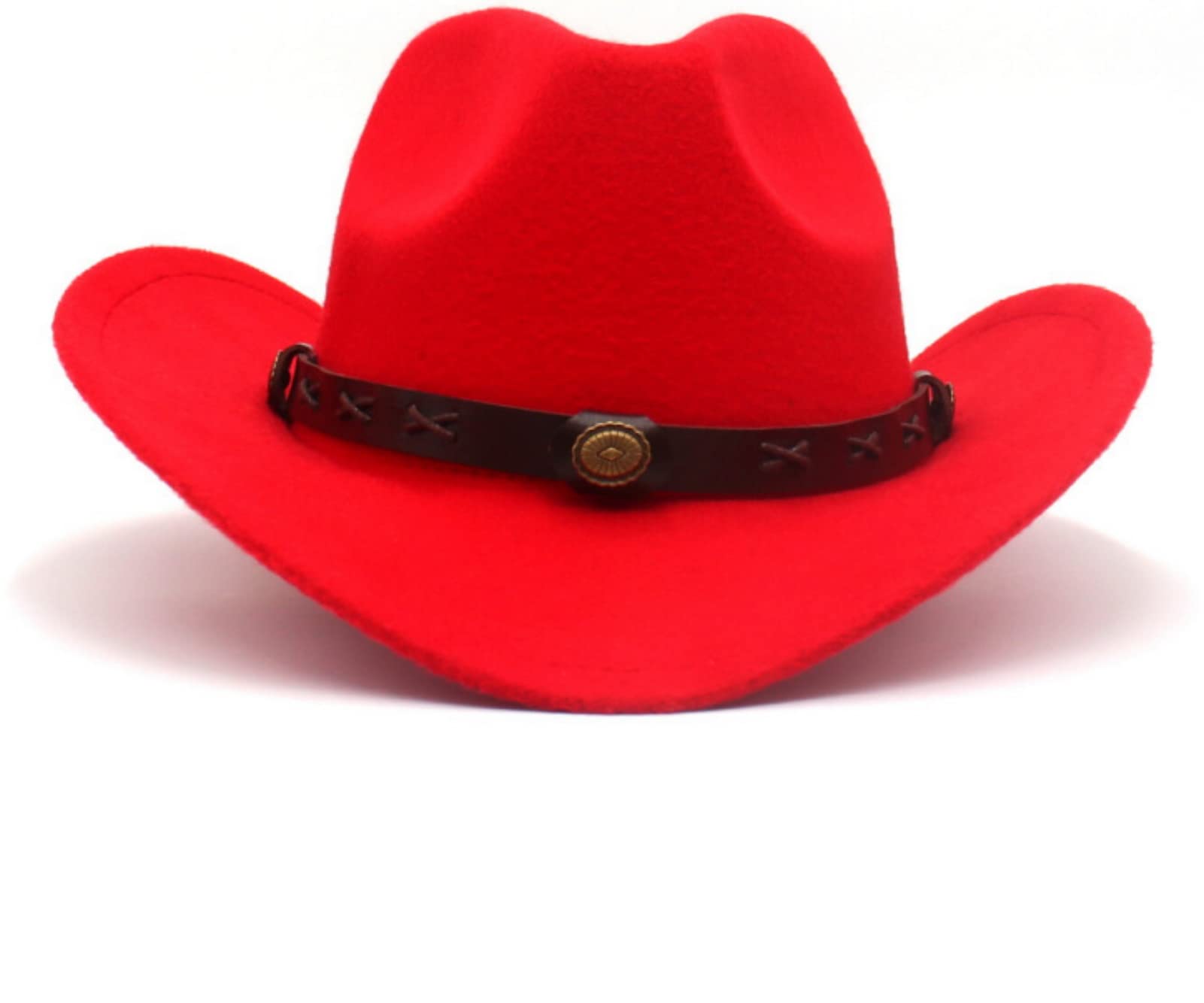 Faringoto Sombrero vaquero clásico de fieltro de ala ancha para hombre y mujer, sombrero de vaquera occidental