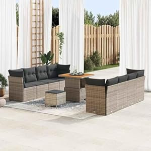 INLIFE Garten-Sofa-Set mit Kissen 11 pcs Grau 80 x 80 x 71 cm,Möbel,Gartenmöbel,Garten... KG,3363408