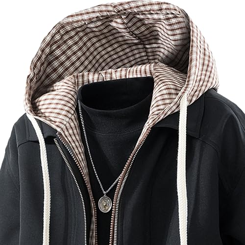 Men's Hoodie Denim Jackets Lightweight Lined Hood Bomber Jacket Casual Spring Fall Hooded Coat For Men3