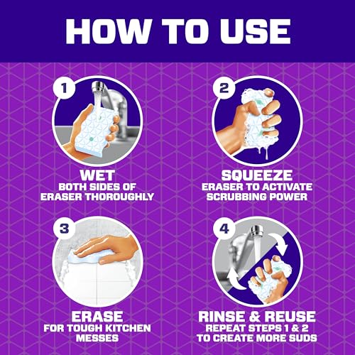 Image of Mr. Clean Magic Eraser Sponge, All Purpose Cleaner, Cleaning Scrubber, Wall, Kitchen, Bathroom, Shower Cleaner, Melamine Sponge, Cleaning Pads, Variety Pack, 5 Extra Durable, & 3 Grease Magic Erasers