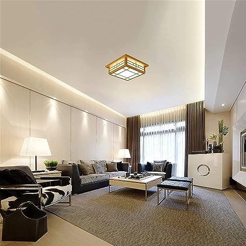 Luz de techo de madera maciza regulable E27 para salón y dormitorio de 35cm con mando 3