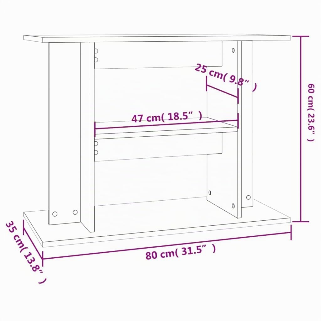 Rantry Aquariumständer Aquarien Schrank Aquarium Unterschrank mit viel Stauraum, Aquarium Tisch mit Stabiler Oberplatte, für Sicheren Stand Betongrau 80x35x60 cm Holzwerkstoff