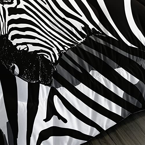 Bsntho Zebra Comforter Set Queen Size Kids Animal Print Bedding Set Black And White Comforter For Boys Girls Stripes Duvet Set With 2 Pillow Shams Lightweight Microfiber For All Seasons #TOP5