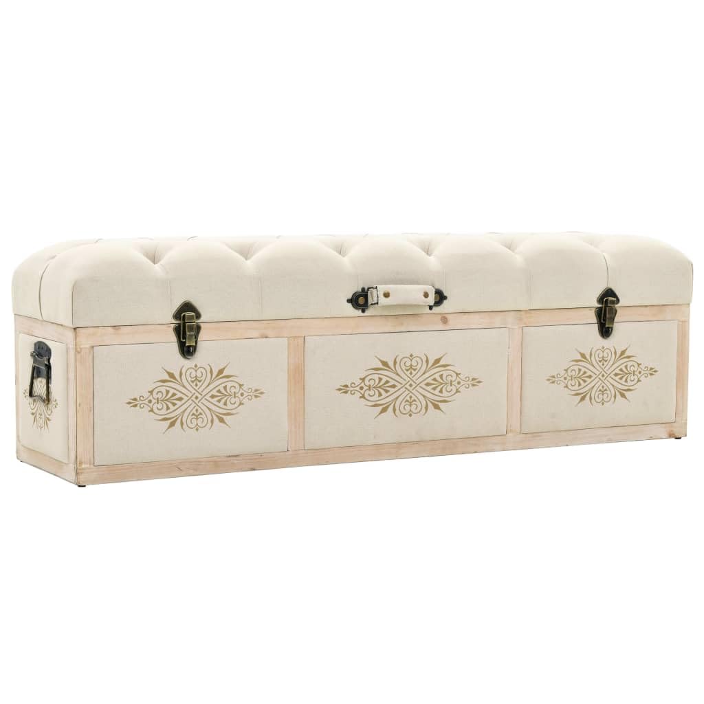 vidaXL Banco con almacenaje 110 cm Madera Maciza de Abeto Color Crema y