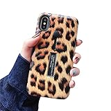 iPhone X Case, iPhone Xs Case, Embossed Leopard Rugged Shockproof Slim Fit Grip Holder Dual Layer Finger Ring Loop Strap Case Cover with Finger Strap Kickstand Case for iPhone Xs 5.8 Inch -  Duolaa