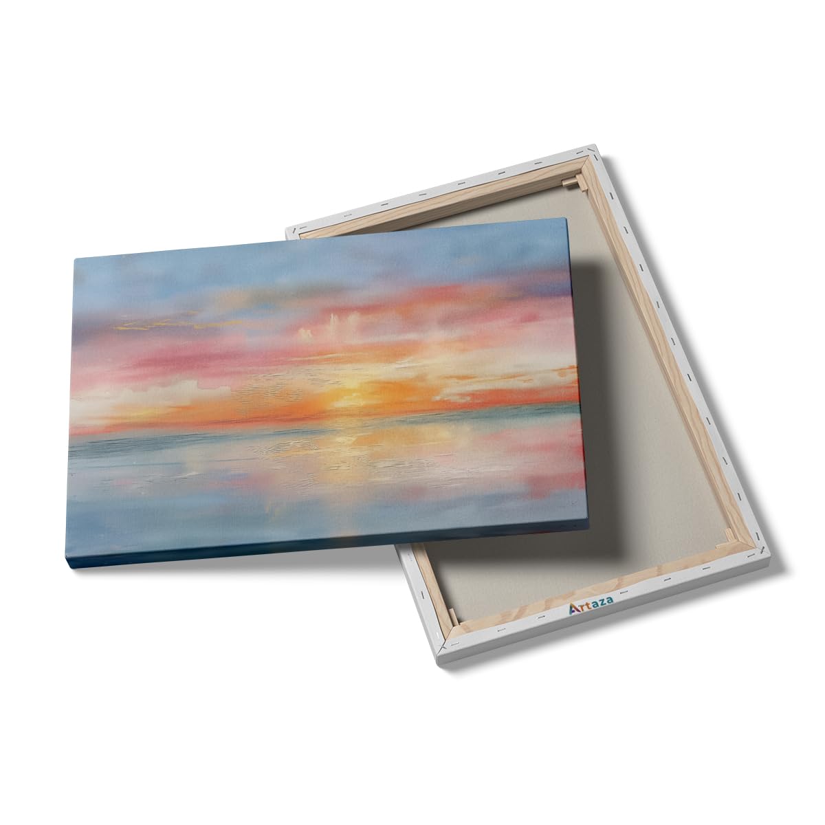 Artaza Leinwand Bilder Sonnenuntergang Meer - 60x40 cm - Wanddeko Wohnzimmer - Wandbilder Deko Schlafzimmer - Maritime Deko - Rosa