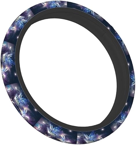 Miniatura 5 de Swono Dreamcatcher - Fundas para volante de automóvil, atrapasueños místico con espacio estrellado, color morado, accesorios interiores universales