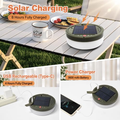 Image of XERGY Solar + USB-C Rechargeable Camping LED String Lamp + Light | USB Output Powerbank | Remote Control | 3600mAh | 5 Modes | Timer | Waterproof Portable Hanging for Outdoor Hiking, Party- 12Mtr