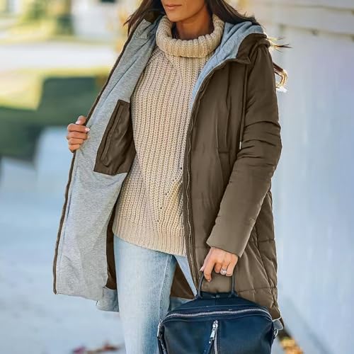 Womens Long Parka Winter Coats Packable Quilted Puffer Jacket with Faux Sherpa Hood2