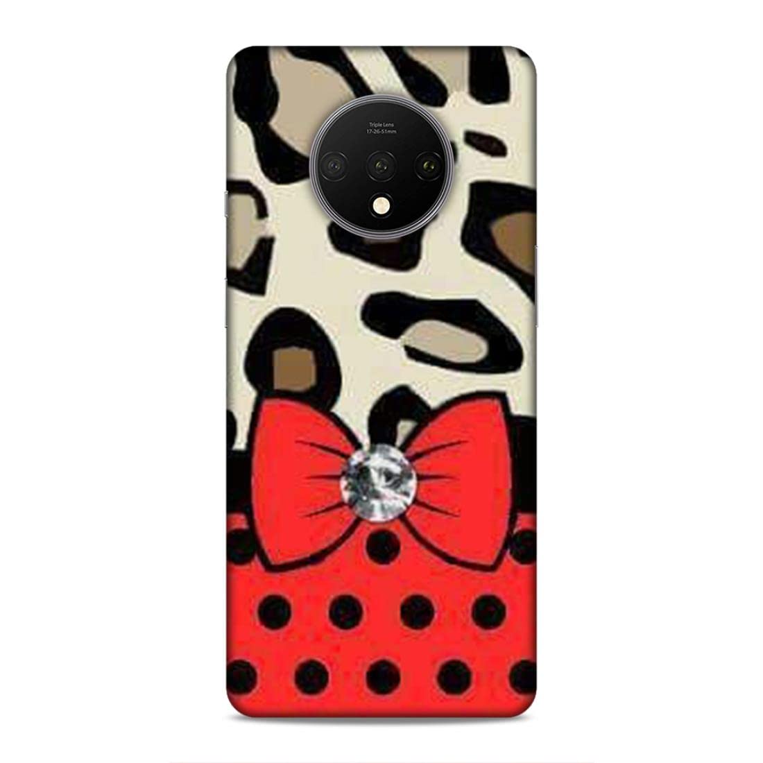 LETAPS® Printed Mobile Back Hard Case Cover for OnePlus 7T | Animal Print, Bow Tie, Polka Dots, Red-6652
