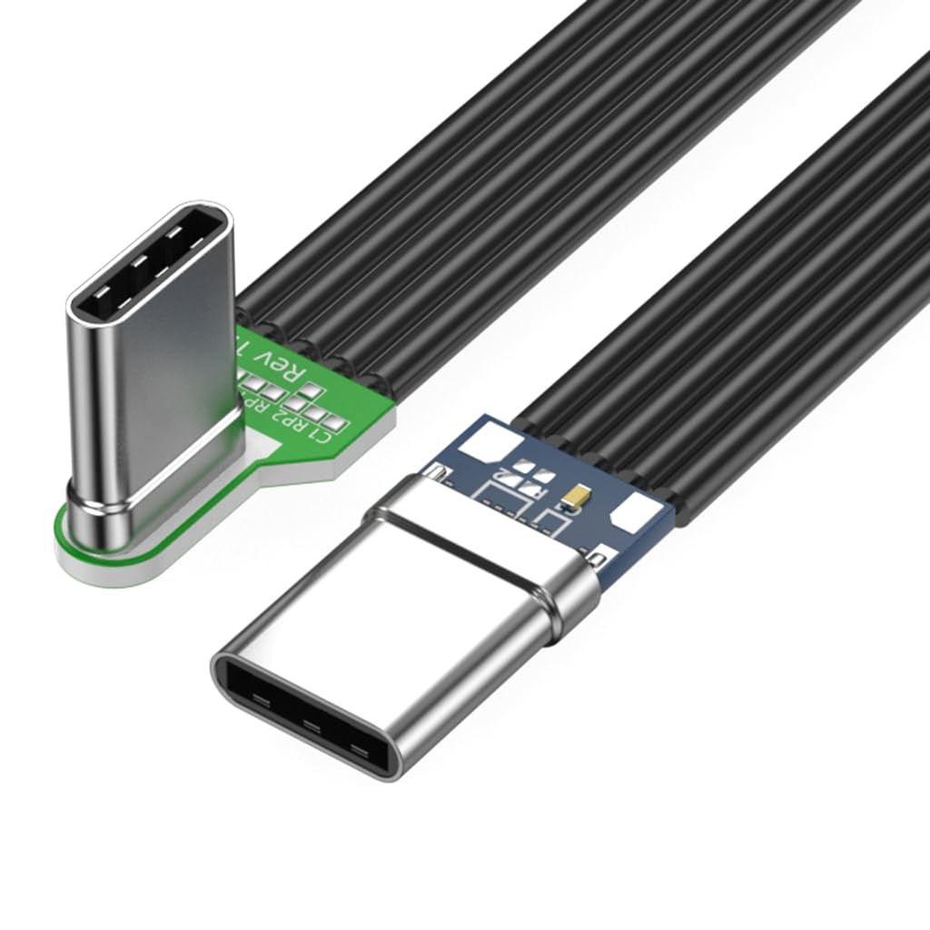 Elnwnnkc Flexible Flat Silicone USB C to USB C Cable Angled for Camera Phones 60W Fast Charging 480Mbps Data