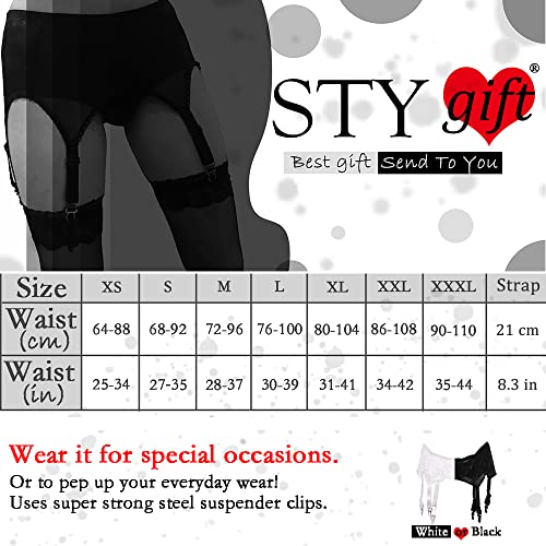 Women Black Flower Lace 6 Straps Lingerie Sexy Garters Belt Metal Clips 2Xl #TOP2