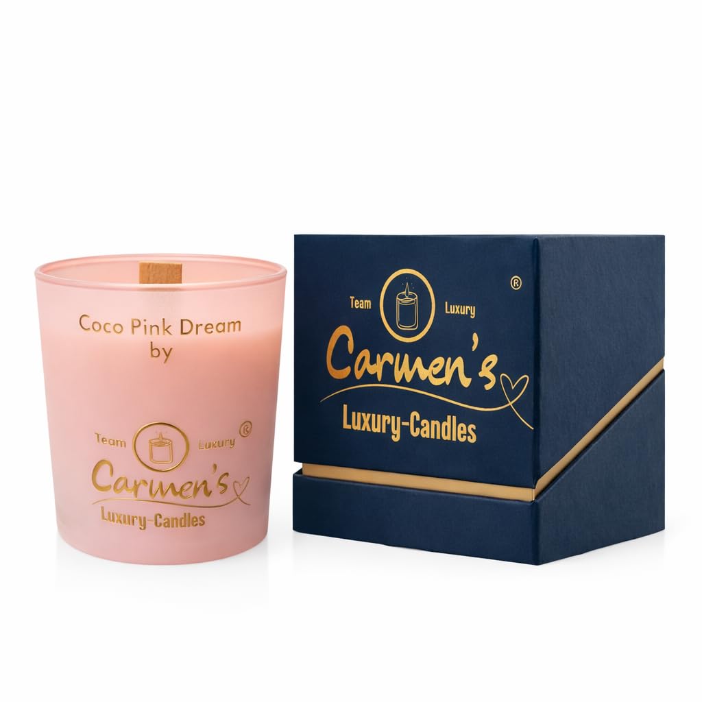 Coco Pink Dream – Candela di cera di cocco fatta a mano con profumo di cocco Bay in vetro di lusso
