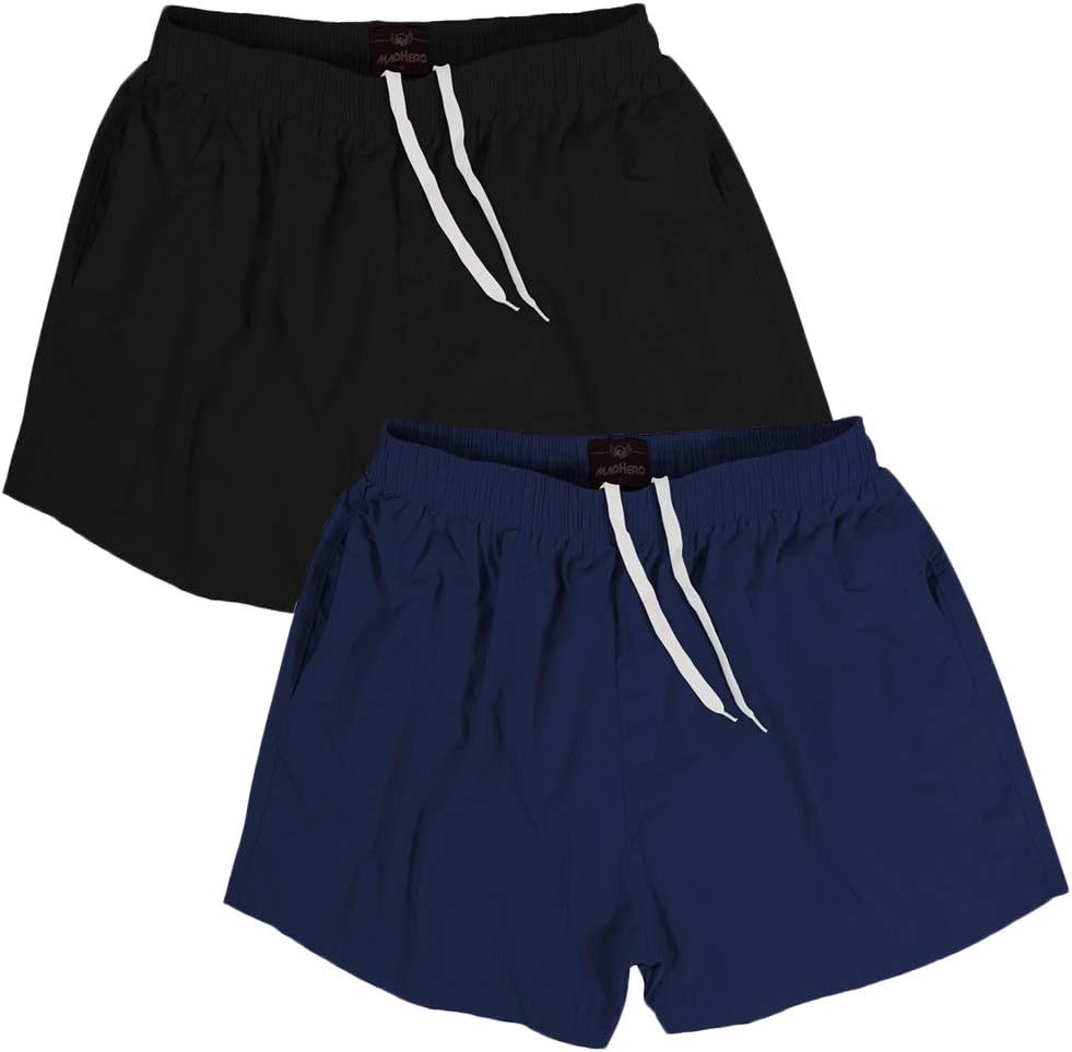 MADHERO Men Swim Trunks Short with Mesh Lining Solid Bathing Suit