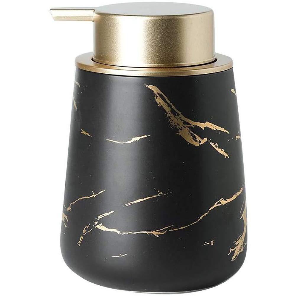 FCSFSF Refillable Liquid Hand Soap Dispenser Pump Bottle for Bathroom,Lotion Dispenser with Unique Texture,Ceramic Soap Dispenser Pump Black 9x9x13cm(4x4x5inch)