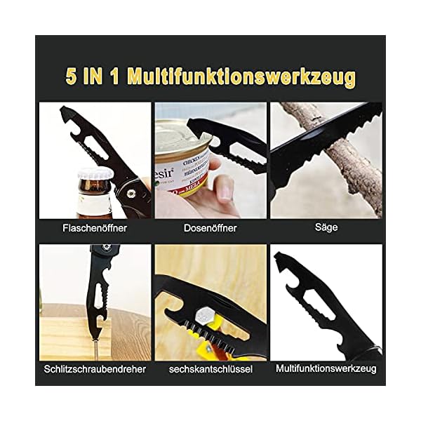 Multitool Werkzeug Geschenk für Männer, 16-in-1 Faltbares Multifunktionswerkzeug Survival Kit mit Hammer, Zange, Messer und Schraubendreher Jagdzubehör für Camping, Wandern, Notfall – Bild 7