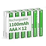 Granicell AAA Rechargeable Batteries (12 Pack), 1100 mAh High Capacity, 1300 Cycles, 1.2V Low Self-Discharge NiMH Rechargeable AAA Battery