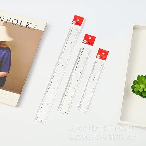 3 Stück Kunststoff Lineal, 15cm 20cm 30cm Lineal Transparent Flexibles Präzisionslineal Messwerkzeug Flexible Präzisionslineal für Schule Büro Zuhause (6, 8, 12 Zoll)