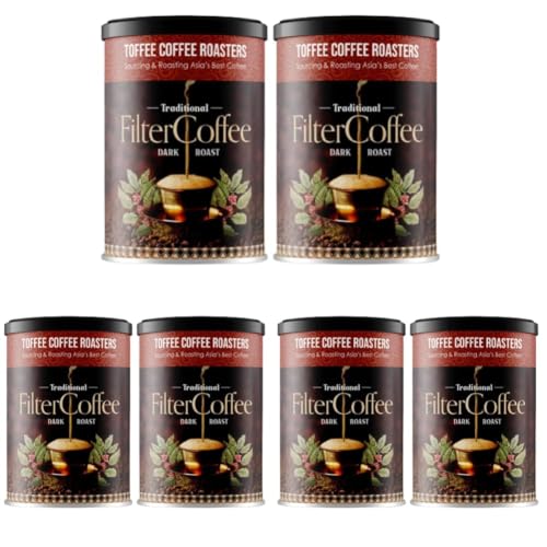 Image of Toffee Coffee Roasters | Pack of 6 x 200gm (400gms) South Indian Filter Coffee | As Seen On Shark Tank | Specialty Blend | Traditional Dark Roast Signature Filter Coffee