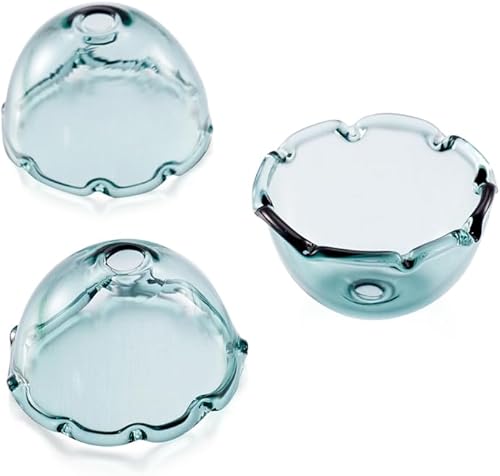 Vista 9 de FASHEWELRY 10 piezas Tapas de Flores de Vidrio Hechas a Mano Cuentas Florales de Cristal Transparentes en Forma de Trompeta Espaciadores de Flores a