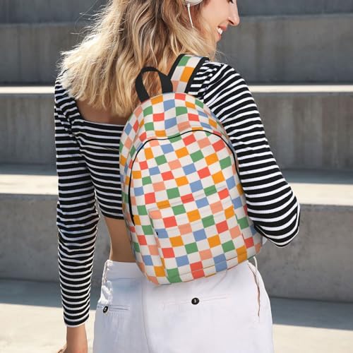 Gvgoagl Retro Vintage 60S 70S Checkered Backpack For Girls Boys Women Lightweight Canvas Bookbag Casual Daypack For Travel Outdoor Camping thumb #2