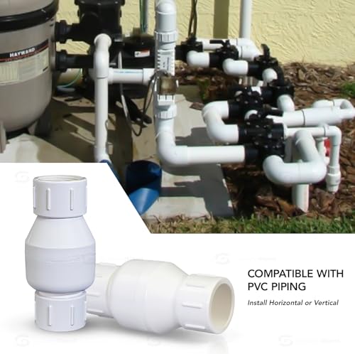 Image of MIDLINE VALVE PVC Inline Check Valve for Backflow Prevention 2'' Solvent Connections White Plastic