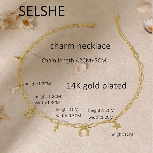 Charm Necklace for Women,Dainty 14K Gold Plated Starfish Seashell Necklace Simple Gold Beach Necklaces for Women Trendy Beach Jewelry3