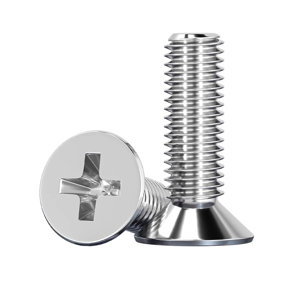 NACX M4 x 50mm Phillips Countersunk Flat Head Machine Screws Bolts, A2-70, Silver Tone, 304 Stainless Steel, 50Pcs