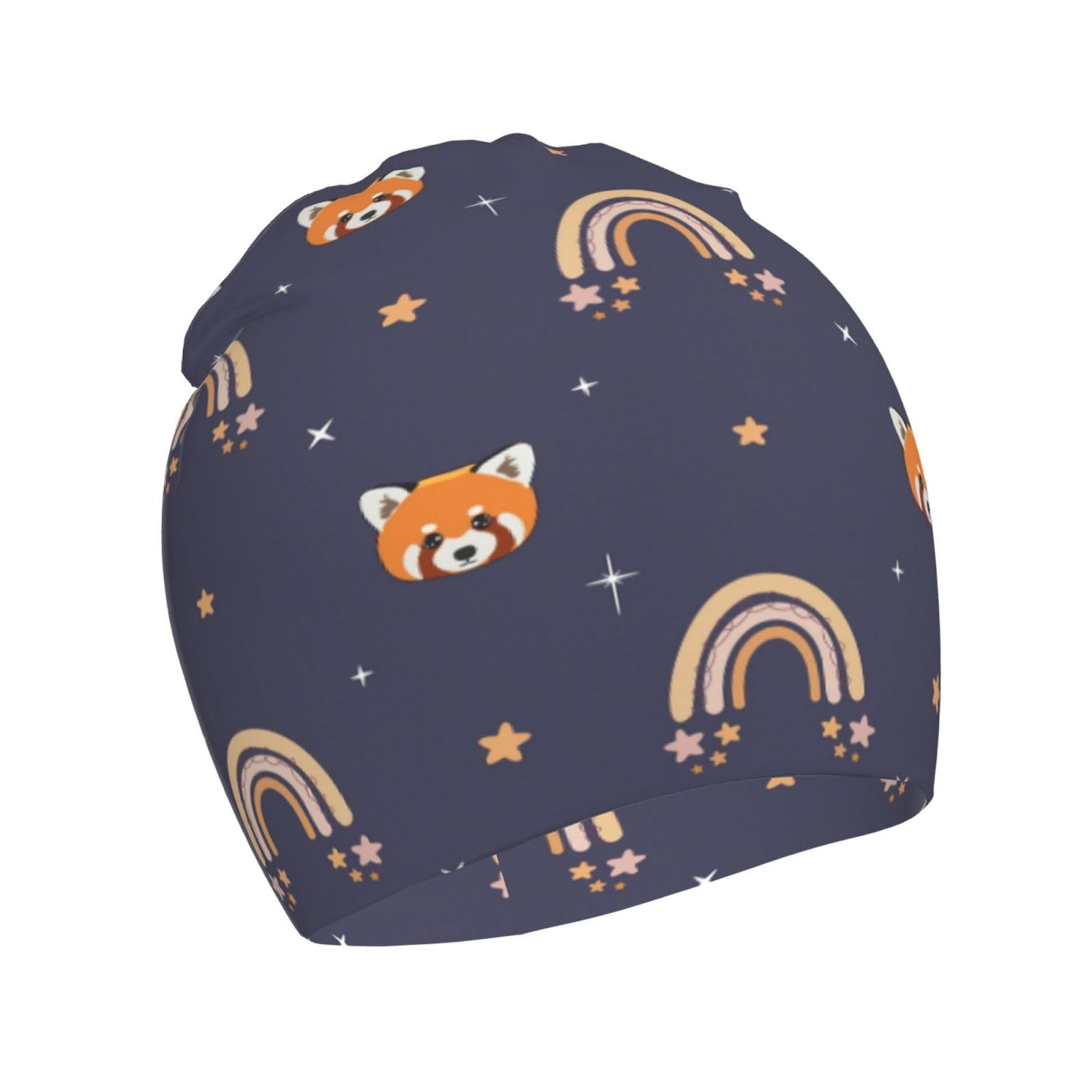 Red Panda Raonbow Pattern Kids Beanie Hats Warm Knit Beanie Cap Skull Caps Gifts Decor for Boys Girls