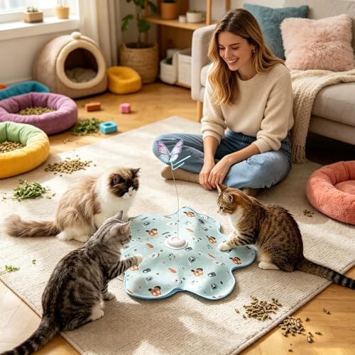 Jouet couineur en forme de papillon flottant stimulant avec sons interactifs - 3