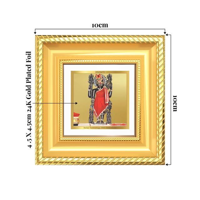 Image of DIVINITI Dwarkadhish 24K Gold Plated Foil Tabletop Photo Frame for Home Decor, Puja Room, Luxury Gifting | DG Frame 015 S1A (10x10 CM)