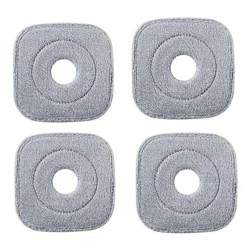 Cabezales cuadrados de repuesto de microfibra, repuesto para fregona limpia y cubeta, separación automática, rotación de suelos, trapeador para la mayoría de los cubos cuadrados (4 piezas)