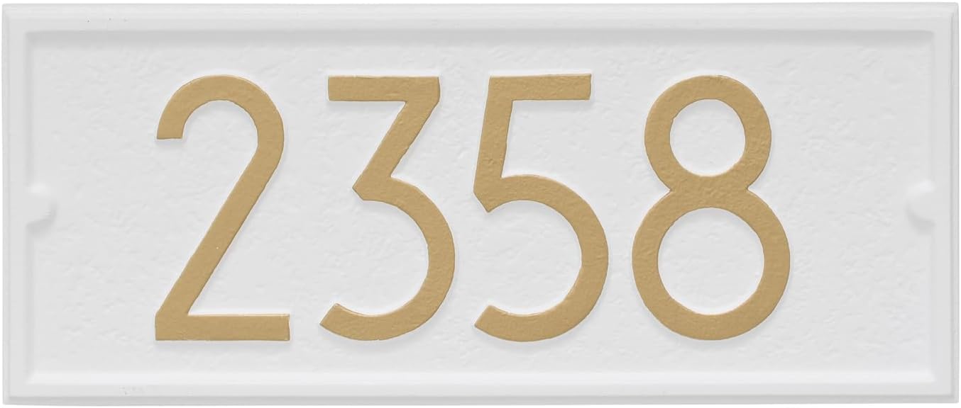 Whitehall Custom Mailbox Address Plaque, Personalized House Number Sign with Modern Numbers for Balmoral or Capitol Mailboxes, 15 x 6.5 in, Bronze with Goldtone Numbers