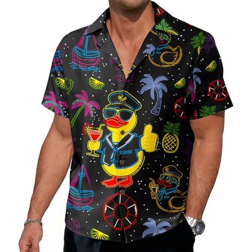 A neon rubber duck Hawaiian shirt that's equal parts absurd and genuinely wearable at a pool party or cruise.