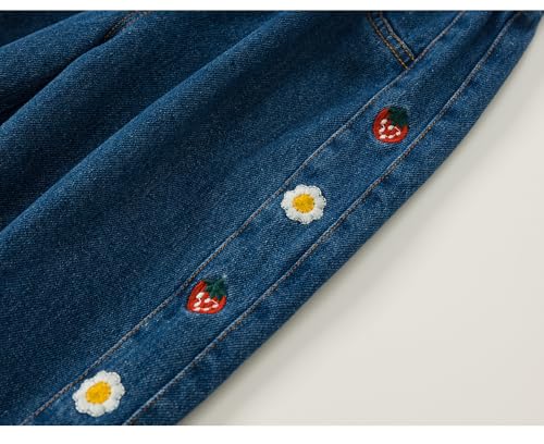 Meufam Toddler Baby Girls Jean Pants High Waisted Wide Leg Pant Little Bear Embroidery Straight Denim Trousers with Pockets2